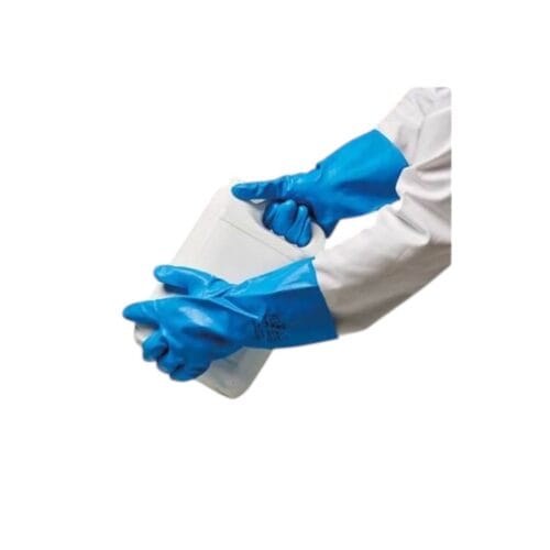 blå kjemikaliesikker nitrilhansker