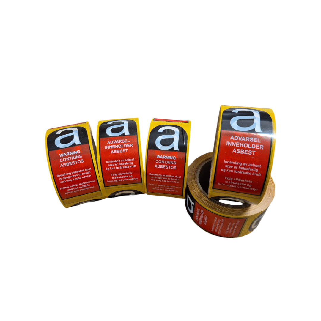 ASBEST VARSELTAPE ENGELSK/NORSK 50mm x 66m