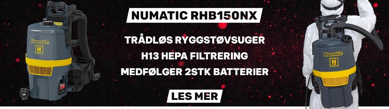 NUMATIC RHB150NX Batteridrevet H klasse ryggstovsuger inkl. 2 batterier Photoroom 5 1